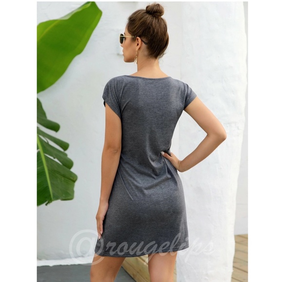 Casual Knot Detail Grey Dress - Picture 6 of 9